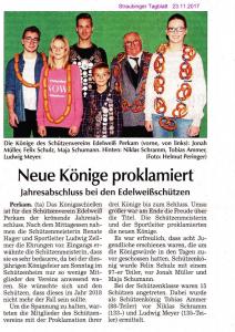 Presse:Schützenkönige 2017 Edelweiß Perkam